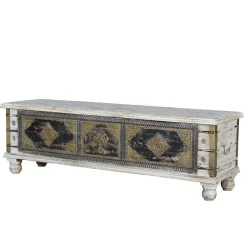 Holztruhe in Antikweiß Schwarz Bronze - Lismiangra^Wohnen Sale