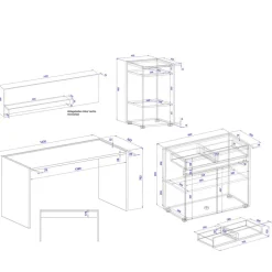 Wohnen Home Office Arbeitsplatz Set - Ahilav (vierteilig)
