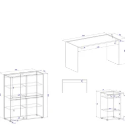 Wohnen Home Office Einrichtung in Weiß - Nonessia I (dreiteilig)