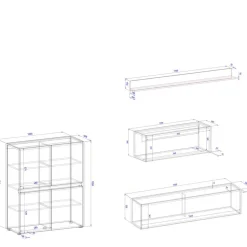 Wohnen Home Office Wohnwand Set - Nonessia (vierteilig)