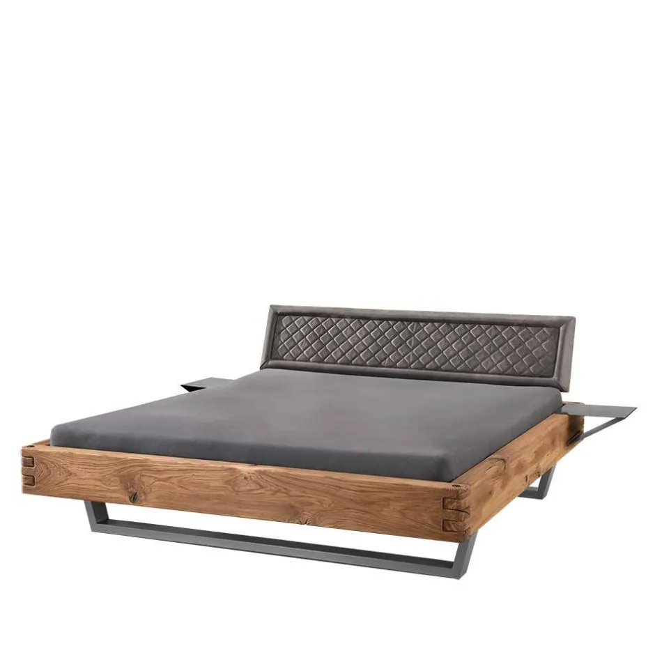 Wohnen Industrial Bett mit Recyclingleder Kopfteil - Cresp