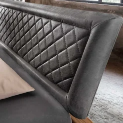 Wohnen Industrial Bett mit Recyclingleder Kopfteil - Cresp