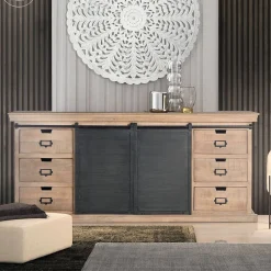 Wohnen Industrial Chic Sideboard mit Schiebetüren - Jantonia