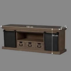 Industrial Chic TV Kommode mit Schiebetüren - Jantonia^Wohnen Online