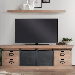 Wohnen Industrial Chic TV Lowboard mit Schiebetüren - Jantonia