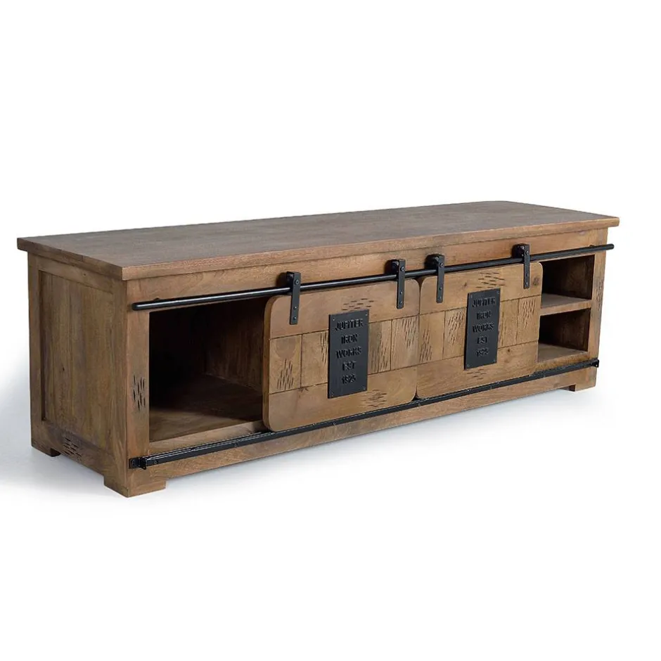 Industrial Design TV Lowboard aus Mangoholz - Semian^Wohnen Outlet