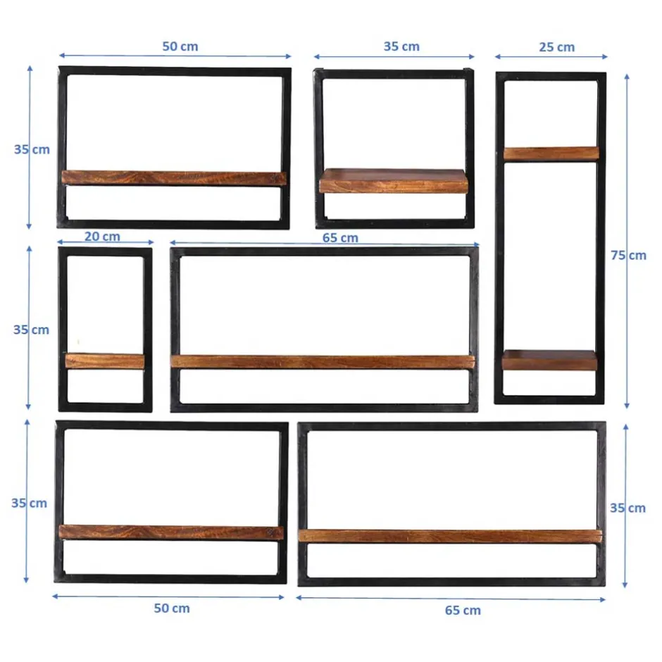 Wohnen Industrial Design Wandboard Set - Mendoza (siebenteilig)