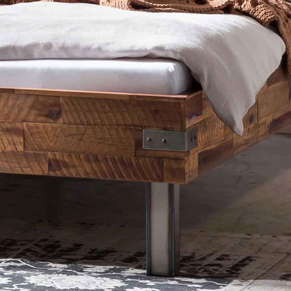Industrial Einzelbett aus Akazie massiv - Vetonia^Wohnen Discount