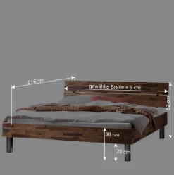 Industrial Einzelbett aus Akazie massiv - Vetonia^Wohnen Discount