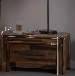 Industrial Einzelbett aus Akazie massiv - Vetonia^Wohnen Discount