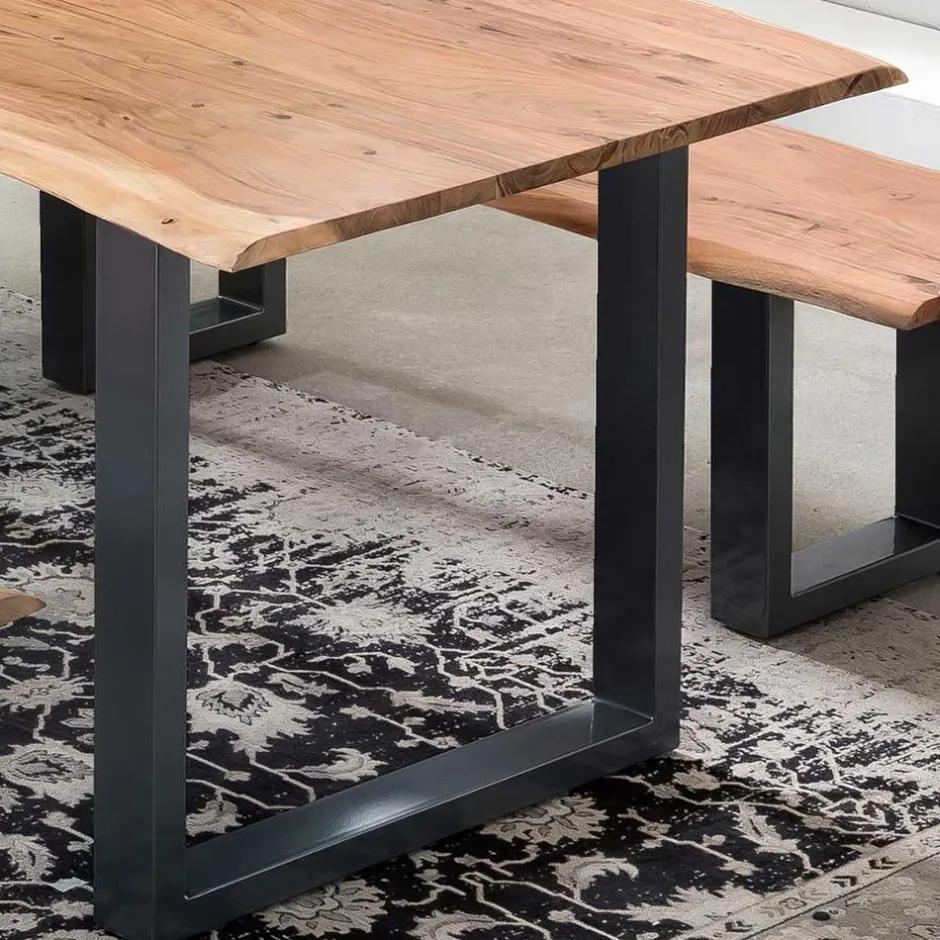 Wohnen Industrial Esstisch mit Baumkante Akazie - Hovalta