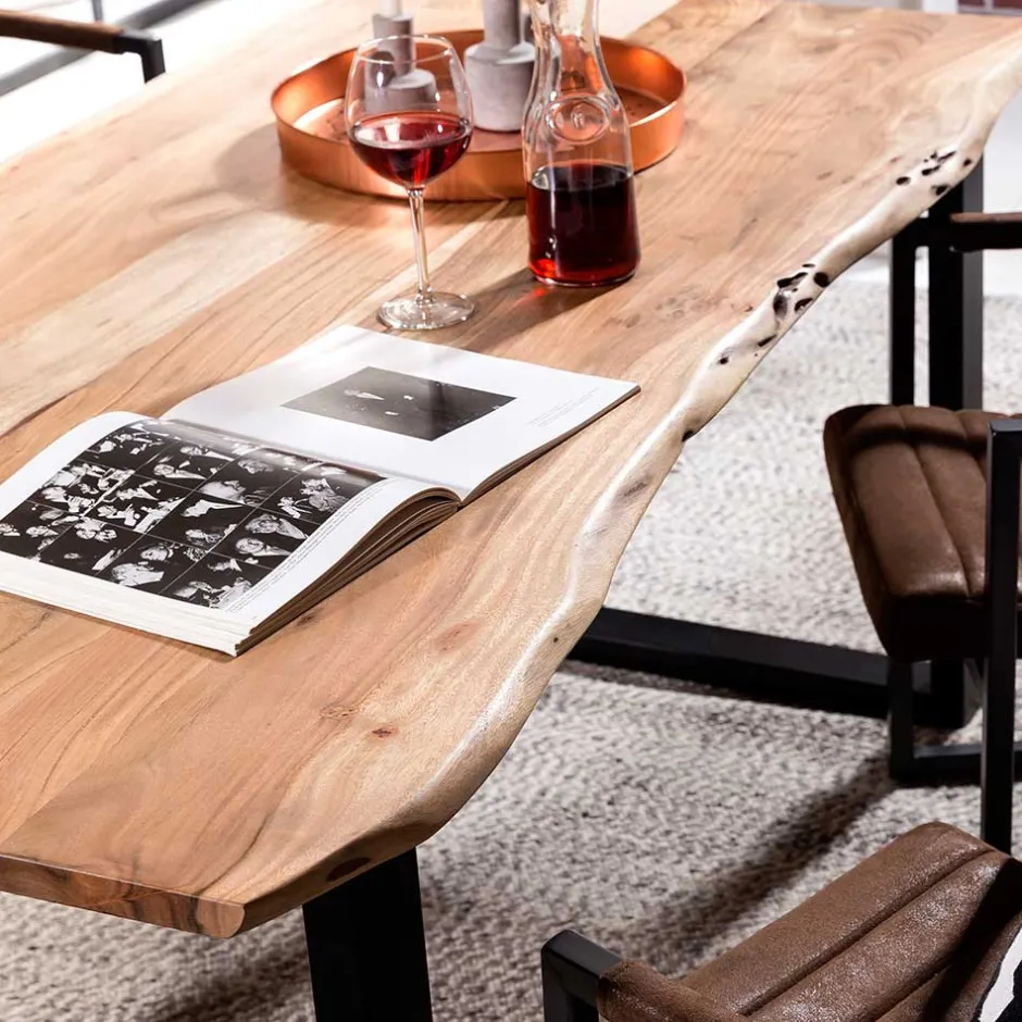 Wohnen Industrial Esstisch mit Baumkante Akazie - Hovalta