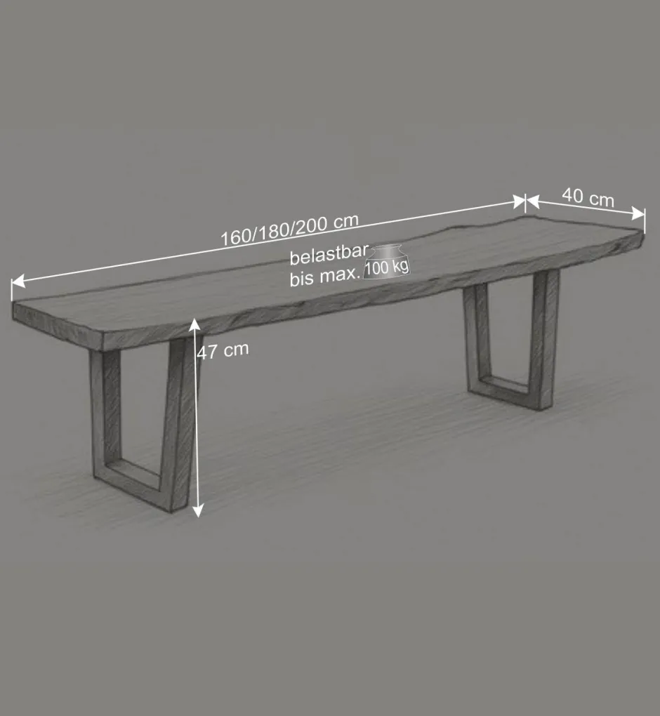 Wohnen Industrial Esstischbank in Akazie Grau - Facanella