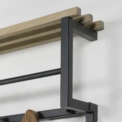Wohnen Industrial Hängegarderobe aus Stahl Schwarz - Lundreo