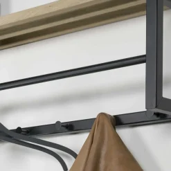 Wohnen Industrial Hängegarderobe aus Stahl Schwarz - Lundreo