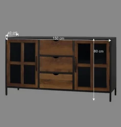 Industrial Kommode mit Glastüren - Hayato^Wohnen Discount