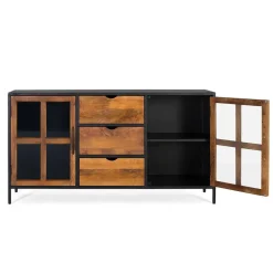 Industrial Kommode mit Glastüren - Hayato^Wohnen Discount