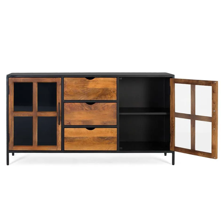 Industrial Kommode mit Glastüren - Hayato^Wohnen Discount