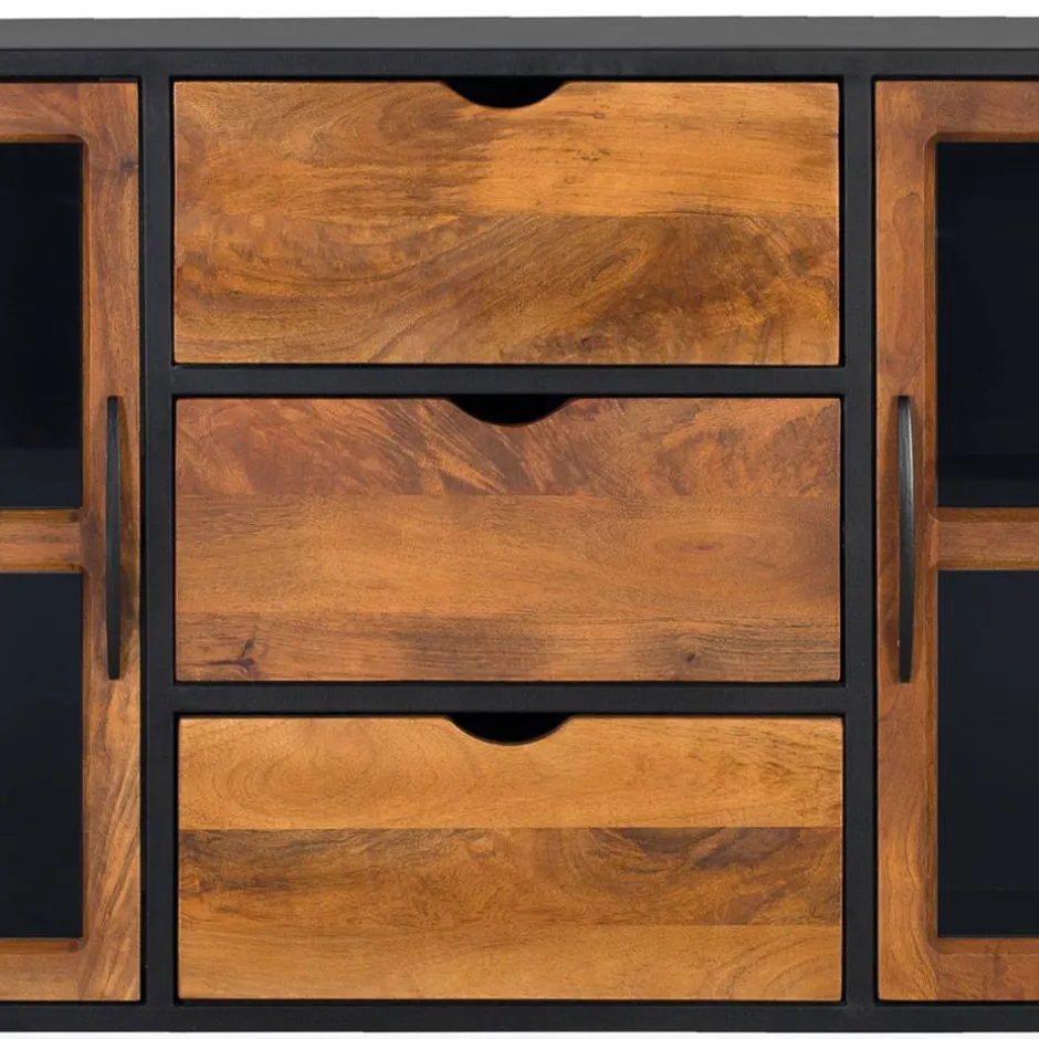 Industrial Kommode mit Glastüren - Hayato^Wohnen Discount