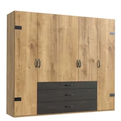 Industrial Schlafzimmerschrank mit fünf Türen - Bram^Wohnen Discount