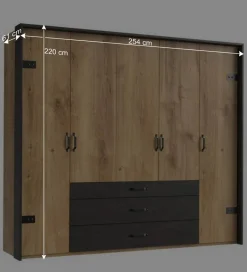 Industrial Schlafzimmerschrank mit fünf Türen - Bram^Wohnen Discount