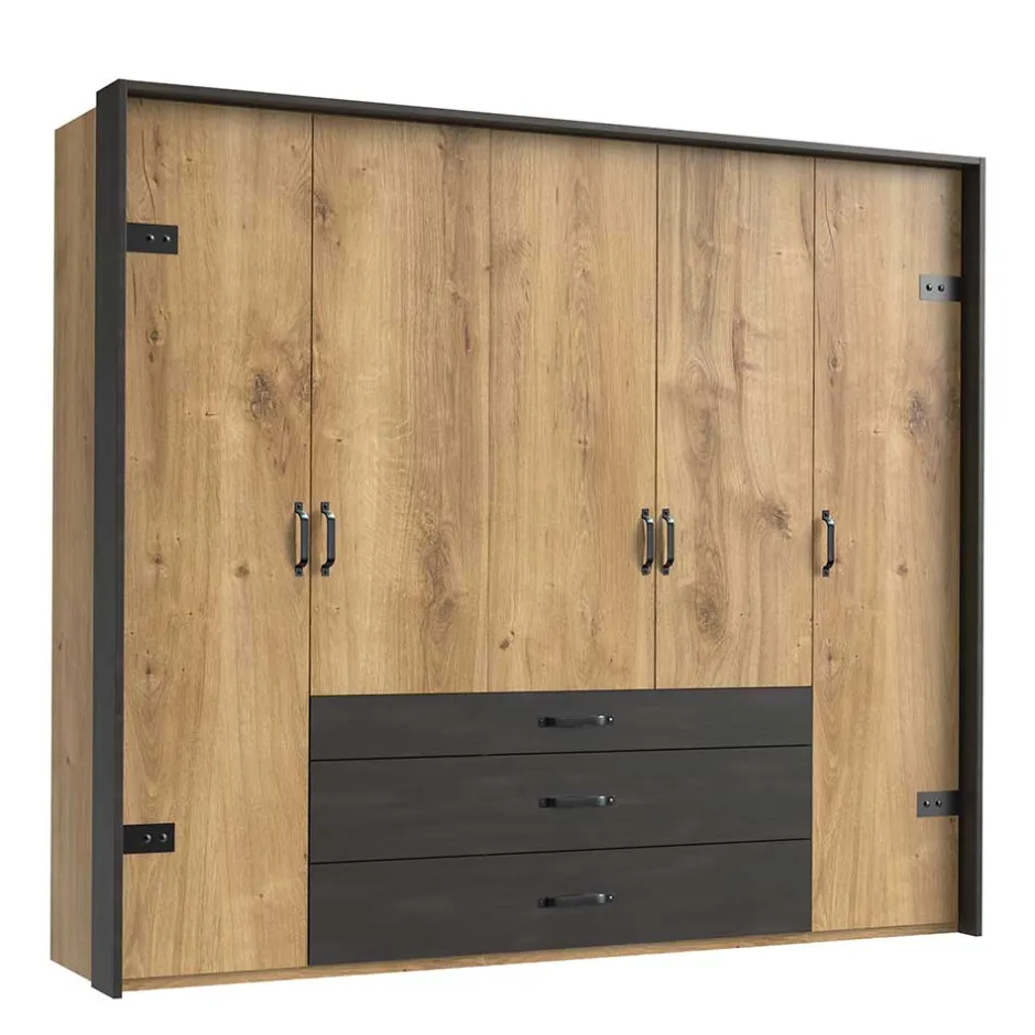 Industrial Schlafzimmerschrank mit fünf Türen - Bram^Wohnen Discount