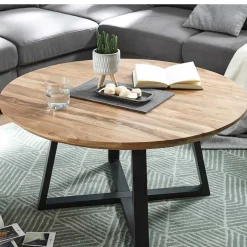 Wohnen Industrial Sofatisch aus Akazie Massivholz - Mexicano