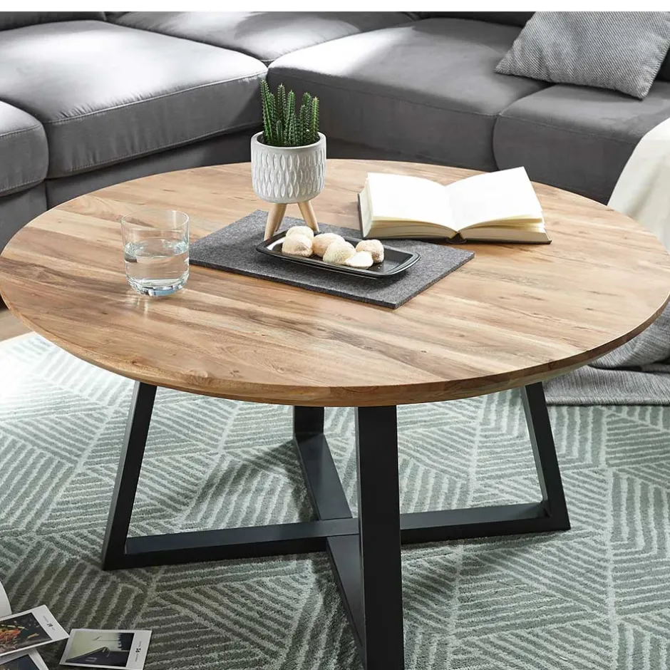 Wohnen Industrial Sofatisch aus Akazie Massivholz - Mexicano