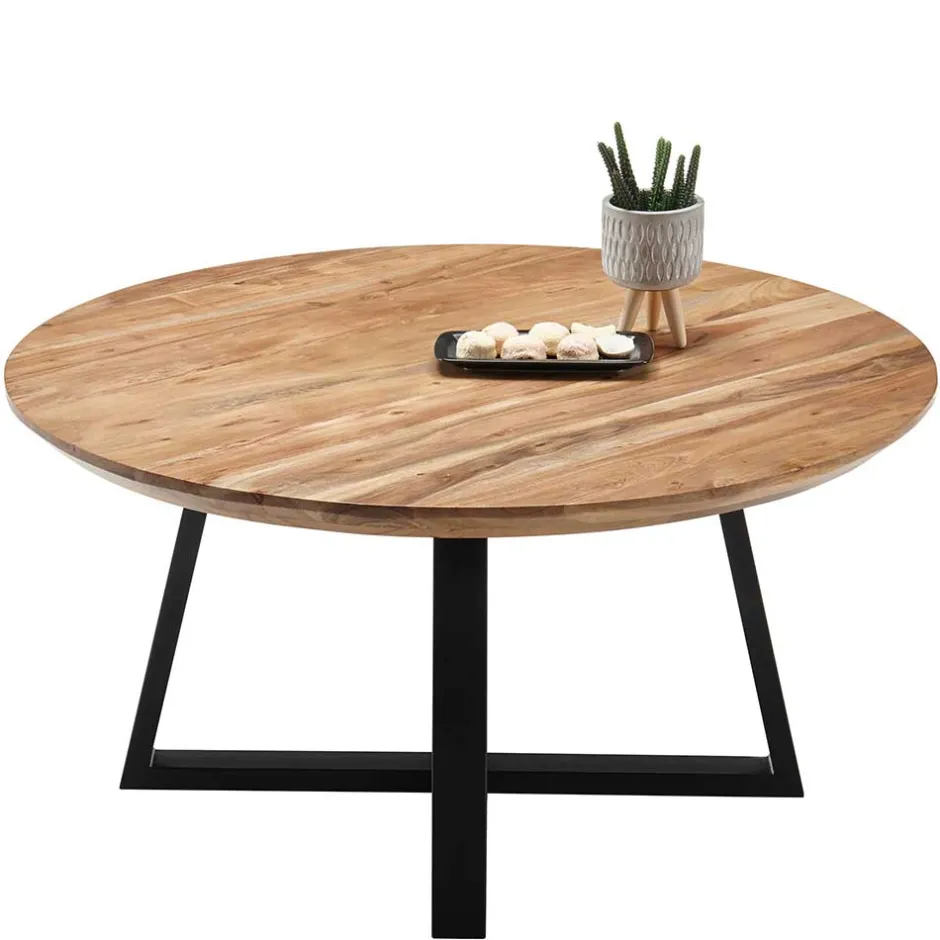 Wohnen Industrial Sofatisch aus Akazie Massivholz - Mexicano