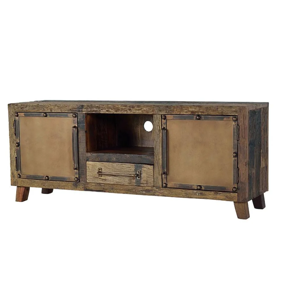 Industrial TV Kommode aus Altholz und Metall - Stock^Wohnen Sale