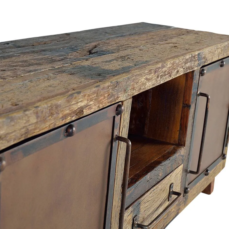 Industrial TV Kommode aus Altholz und Metall - Stock^Wohnen Sale