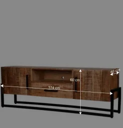 Industrial TV Lowboard aus Mangobaum - Schanow^Wohnen Discount