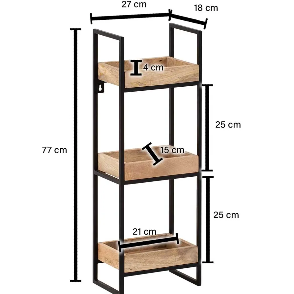 Industrial Wandregal mit drei Ablagen - Karibia^Wohnen Online