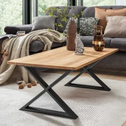 Wohnen Industrial Wohnzimmertisch mit X Bügelfüßen - Ivonata