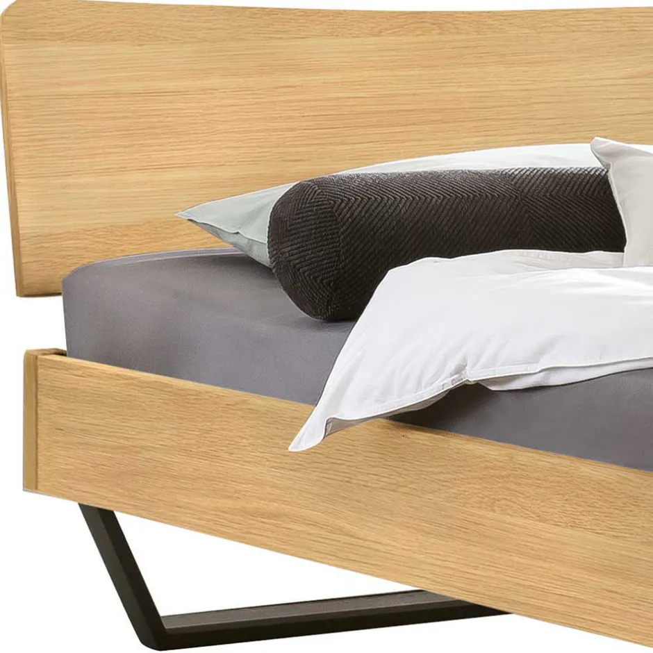 Industrialbett in Eiche Hell mit Stahl - Oseidon^Wohnen Discount