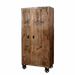 Wohnen Industry Dielenschrank Indri aus Holz rustikal mit Schrift-Drucken