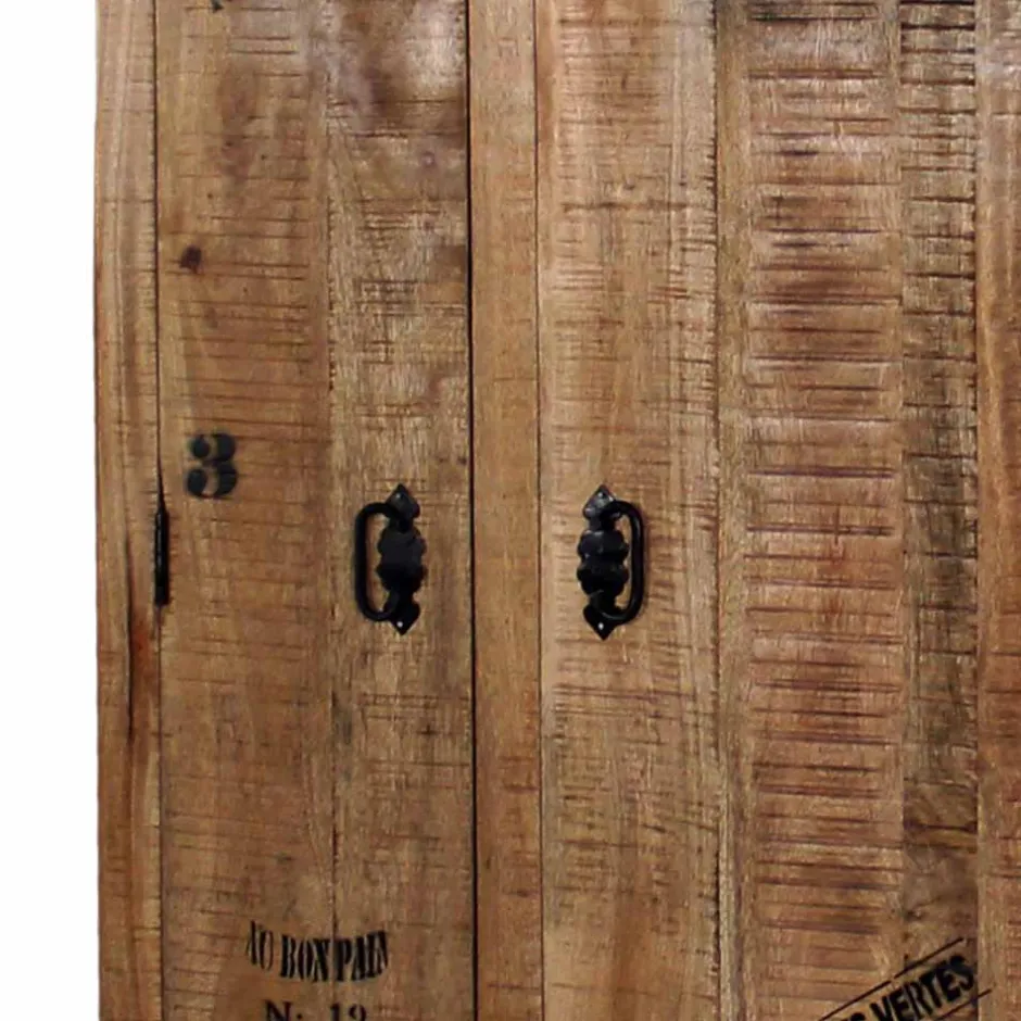 Wohnen Industry Dielenschrank Indri aus Holz rustikal mit Schrift-Drucken