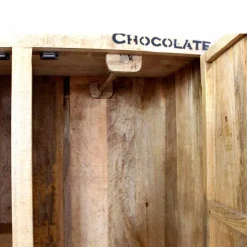 Wohnen Industry Dielenschrank Indri aus Holz rustikal mit Schrift-Drucken