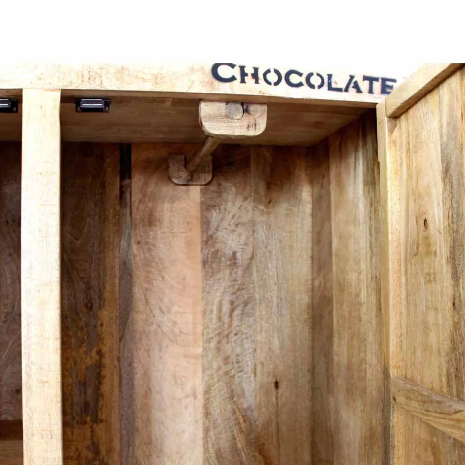 Wohnen Industry Dielenschrank Indri aus Holz rustikal mit Schrift-Drucken