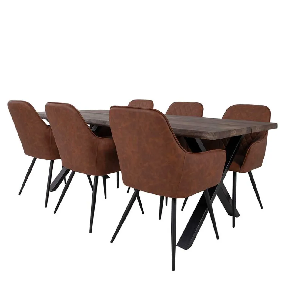 Wohnen Industry Essgruppe in Eiche & Braun - Badryca (siebenteilig)