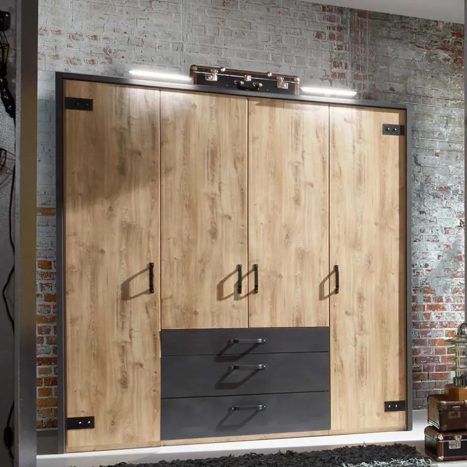 Industry Kleiderschrank mit 200 cm Breite - Bram^Wohnen