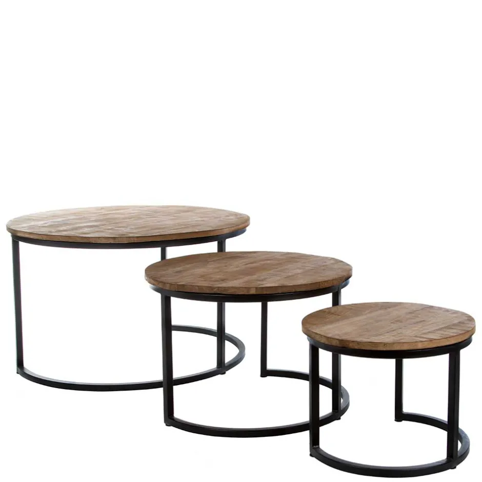 Wohnen Industry 3-Satz-Tisch in Rund - Minia (dreiteilig)
