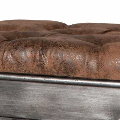 Wohnen Industry Truhenbank aus Stahl Uladan mit Kunstleder Polster Braun