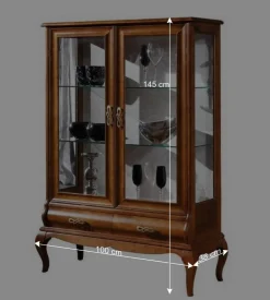 Italienische Doppeltür Vitrine in Nussbaumfarben - Motiz^Wohnen Online