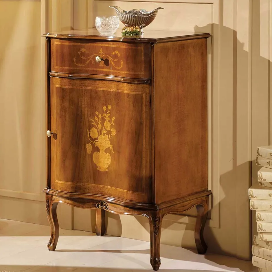 Italienische Kleinkommode im Barockstil Venerdina in Nussbaum Braun^Wohnen Outlet