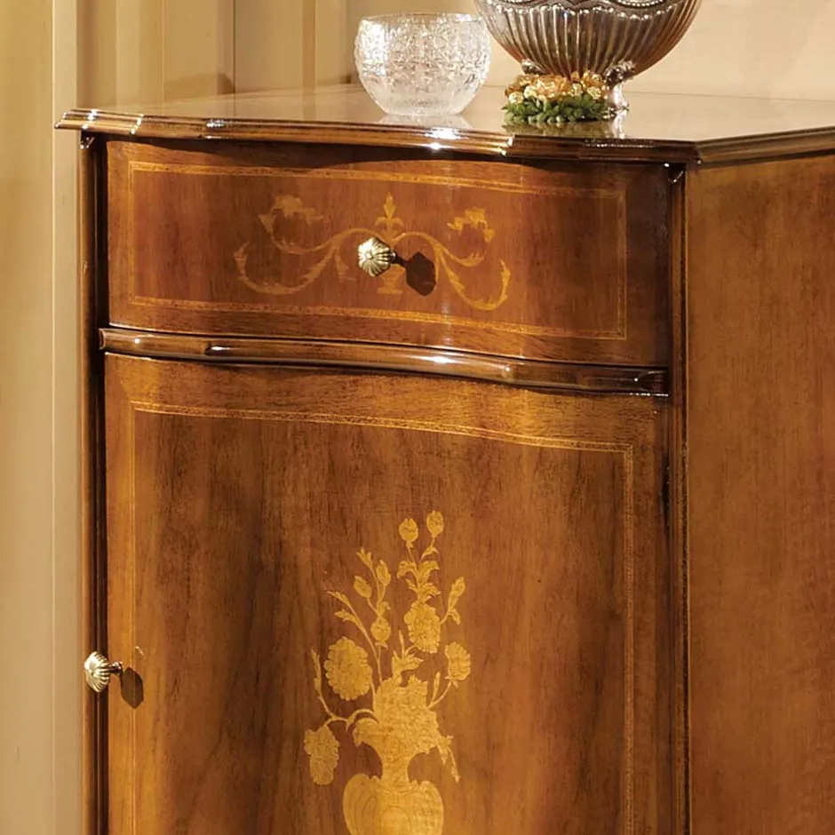 Italienische Kleinkommode im Barockstil Venerdina in Nussbaum Braun^Wohnen Outlet