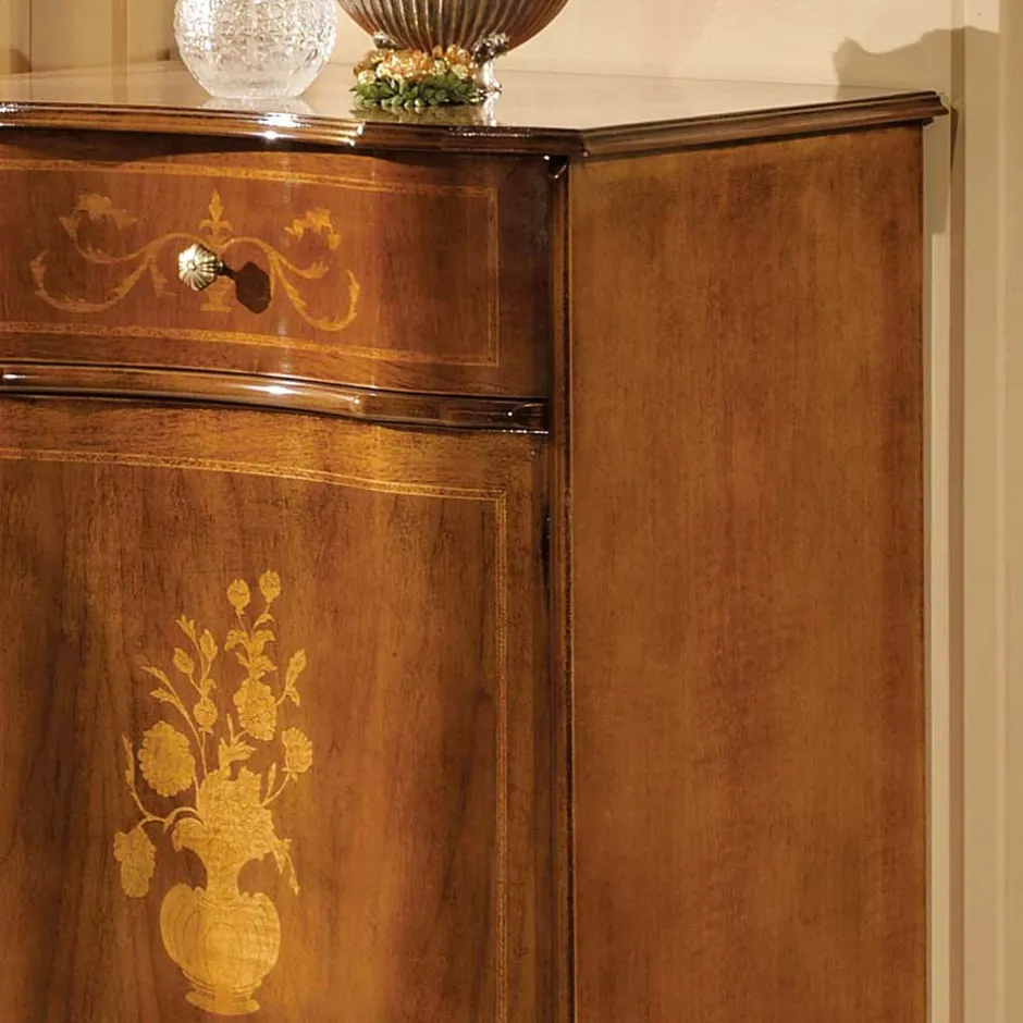 Italienische Kleinkommode im Barockstil Venerdina in Nussbaum Braun^Wohnen Outlet