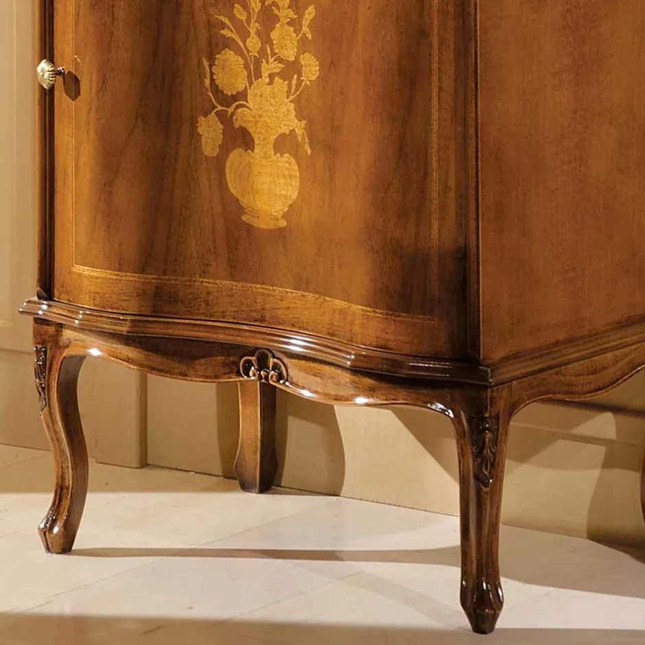 Italienische Kleinkommode im Barockstil Venerdina in Nussbaum Braun^Wohnen Outlet