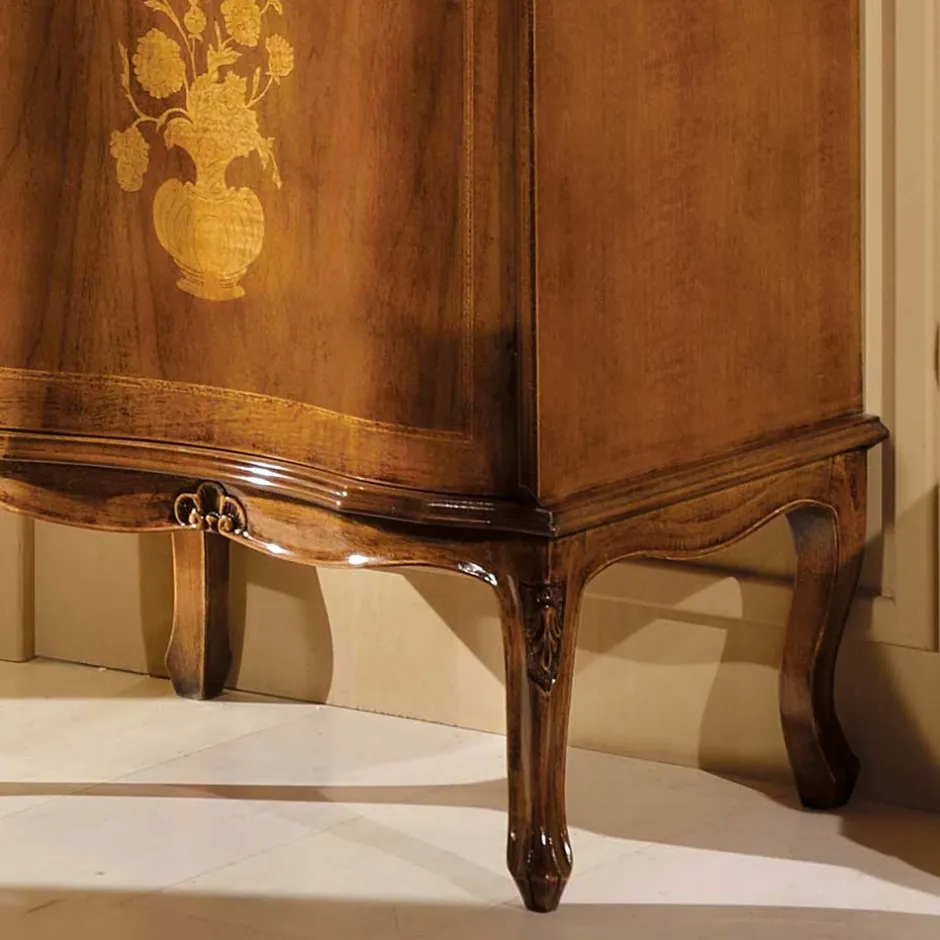 Italienische Kleinkommode im Barockstil Venerdina in Nussbaum Braun^Wohnen Outlet