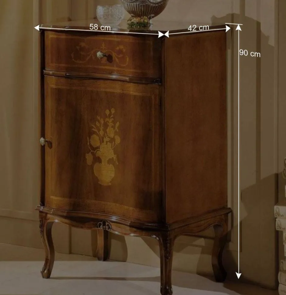 Italienische Kleinkommode im Barockstil Venerdina in Nussbaum Braun^Wohnen Outlet